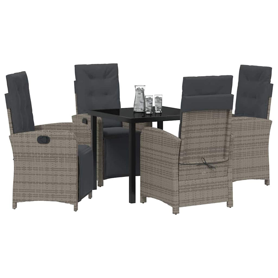 Garden Dining Set 5 pcs Grey Poly Rattan