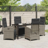 Garden Dining Set with Cushion 5 pcs Grey Poly Rattan - Top-Down View