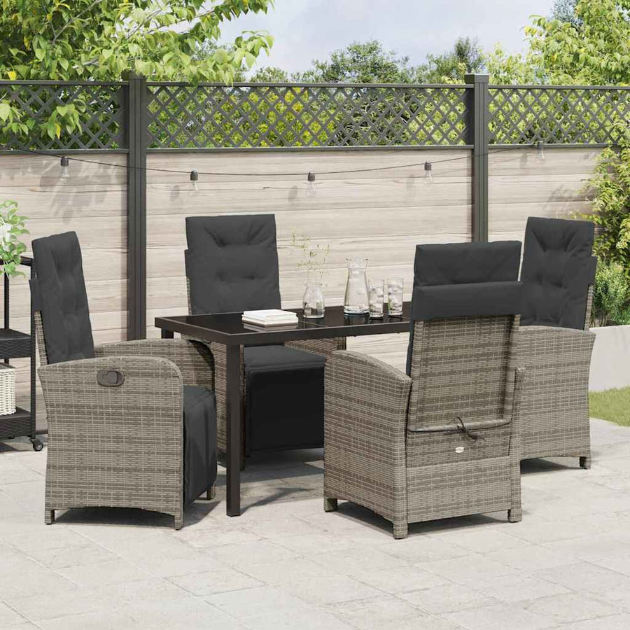 Garden Dining Set 5 pcs Grey Poly Rattan