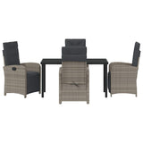 Garden Dining Set with Cushion 5 pcs Grey Poly Rattan - Close-Up Angle
