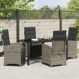 Garden Dining Set with Cushion 5 pcs Grey Poly Rattan - Top-Down View