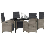 Garden Dining Set with Cushion 5 pcs Grey Poly Rattan - Side View