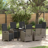 Garden Dining Set with Cushion 7 pcs Grey Poly Rattan
