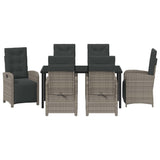Garden Dining Set with Cushion 7 pcs Grey Poly Rattan