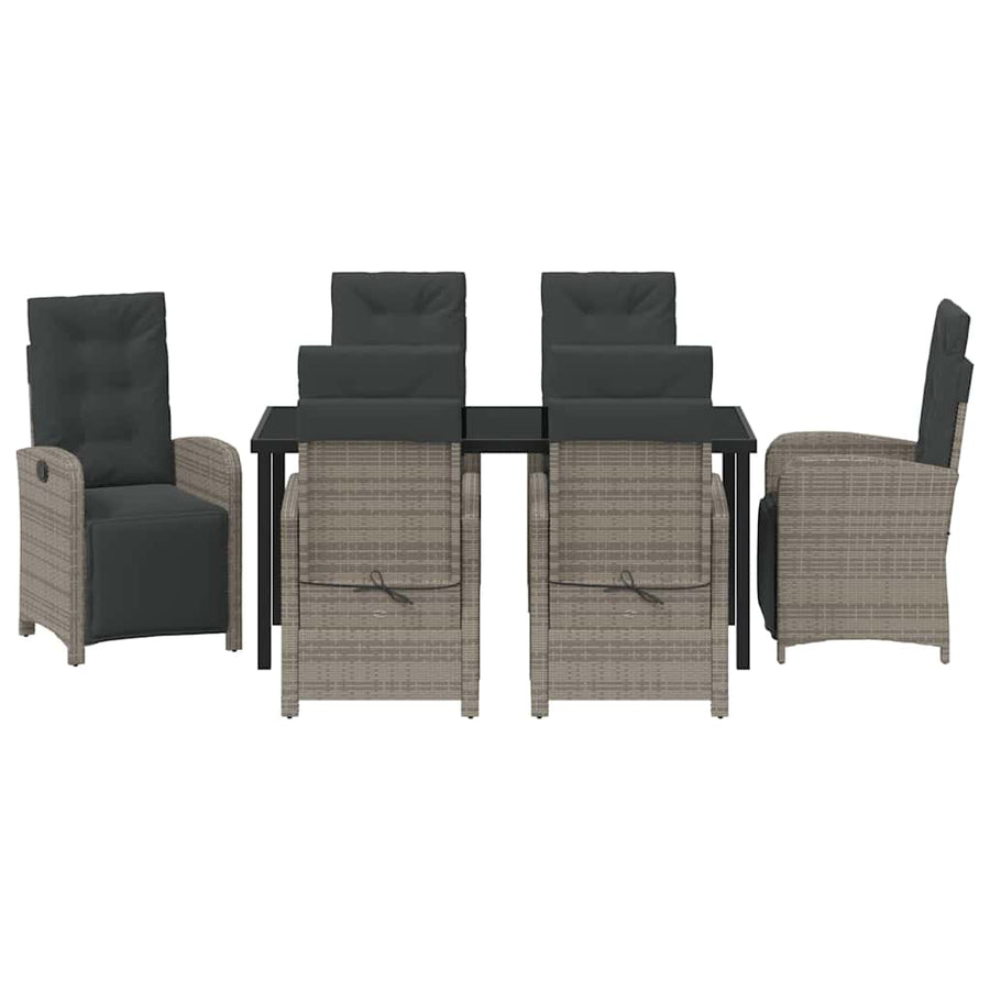 Garden Dining Set 7 pcs Grey Poly Rattan