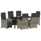 Garden Dining Set with Cushion 7 pcs Grey Poly Rattan