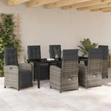 Garden Dining Set with Cushion 7 pcs Grey Poly Rattan - Top-Down View