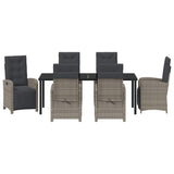 Garden Dining Set with Cushion 7 pcs Grey Poly Rattan - Close-Up Angle