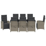 Garden Dining Set with Cushion 9 pcs Grey Poly Rattan - Close-Up Angle