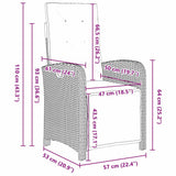 Garden Dining Set with Cushion 9 pcs Grey Poly Rattan - Extra Image