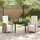 Garden Dining Set with Cushion 3 pcs Beige Poly Rattan