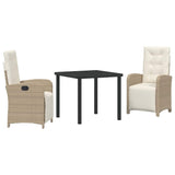 Garden Dining Set with Cushion 3 pcs Beige Poly Rattan
