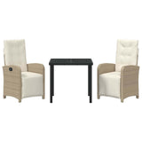 Garden Dining Set with Cushion 3 pcs Beige Poly Rattan - Close-Up Angle