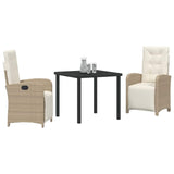 Garden Dining Set with Cushion 3 pcs Beige Poly Rattan