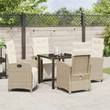 Garden Dining Set with Cushion 5 pcs Beige Poly Rattan