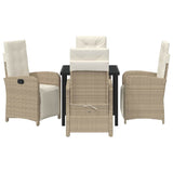Garden Dining Set with Cushion 5 pcs Beige Poly Rattan - Close-Up Angle
