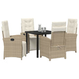 Garden Dining Set with Cushion 5 pcs Beige Poly Rattan