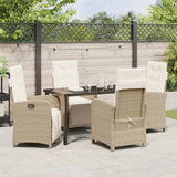 Garden Dining Set with Cushion 5 pcs Beige Poly Rattan - Top-Down View