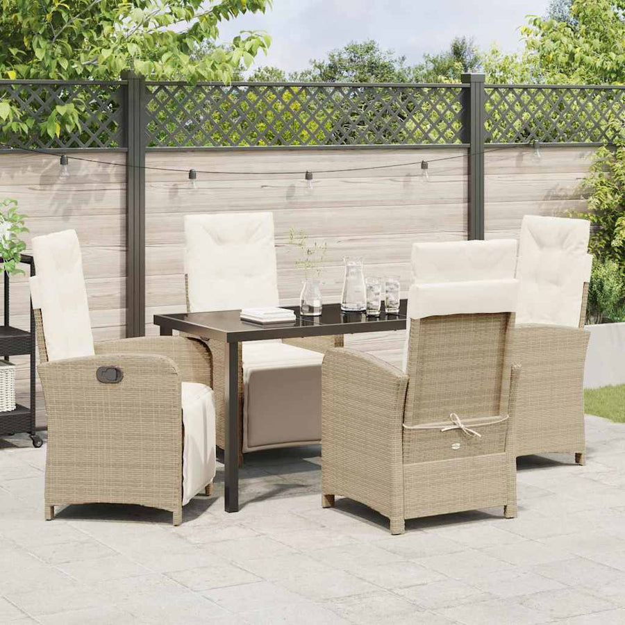 Garden Dining Set 5 pcs Beige Poly Rattan
