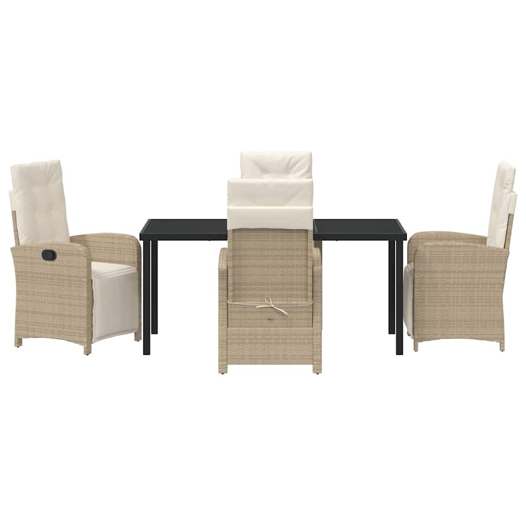 Garden Dining Set with Cushion 5 pcs Beige Poly Rattan