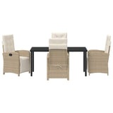 Garden Dining Set with Cushion 5 pcs Beige Poly Rattan - Close-Up Angle