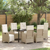 Garden Dining Set with Cushion 7 pcs Beige Poly Rattan