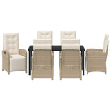 Garden Dining Set with Cushion 7 pcs Beige Poly Rattan