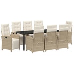 Garden Dining Set 9 pcs Beige Poly Rattan
