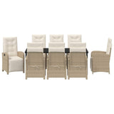 Garden Dining Set with Cushion 9 pcs Beige Poly Rattan - Close-Up Angle