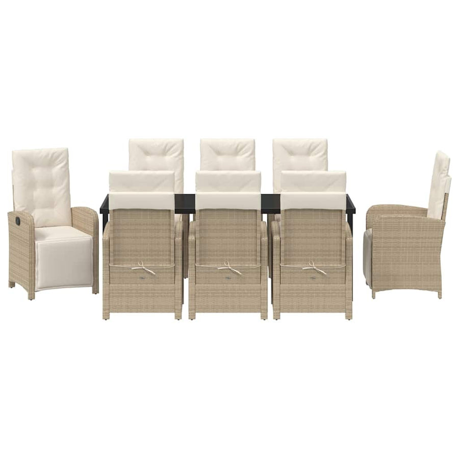Garden Dining Set 9 pcs Beige Poly Rattan