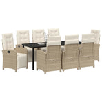 Garden Dining Set 9 pcs Beige Poly Rattan