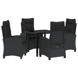 Garden Dining Set with Cushion 5 pcs Black Poly Rattan