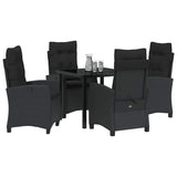 Garden Dining Set with Cushion 5 pcs Black Poly Rattan - Side View