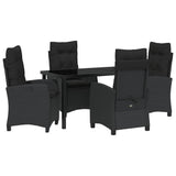 Garden Dining Set with Cushion 5 pcs Black Poly Rattan