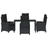 Garden Dining Set with Cushion 5 pcs Black Poly Rattan - Close-Up Angle