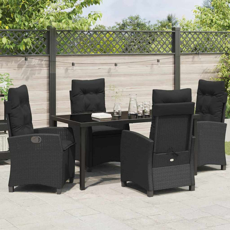 Garden Dining Set 5 pcs Black Poly Rattan