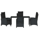 Garden Dining Set with Cushion 5 pcs Black Poly Rattan - Close-Up Angle