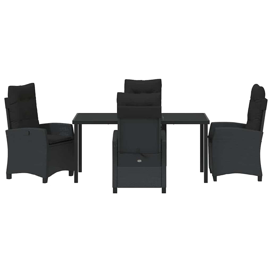 Garden Dining Set 5 pcs Black Poly Rattan