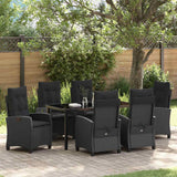 Garden Dining Set with Cushion 7 pcs Black Poly Rattan