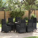 Garden Dining Set 7 pcs Black Poly Rattan