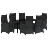 Garden Dining Set with Cushion 7 pcs Black Poly Rattan