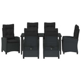 Garden Dining Set with Cushion 7 pcs Black Poly Rattan