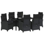 Garden Dining Set 7 pcs Black Poly Rattan