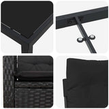 Garden Dining Set with Cushion 7 pcs Black Poly Rattan