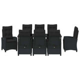 Garden Dining Set with Cushion 9 pcs Black Poly Rattan