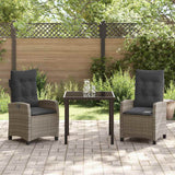 Garden Dining Set with Cushion 3 pcs Grey Poly Rattan - Top-Down View