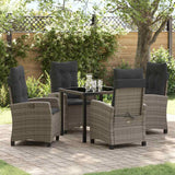 Garden Dining Set with Cushion 5 pcs Grey Poly Rattan