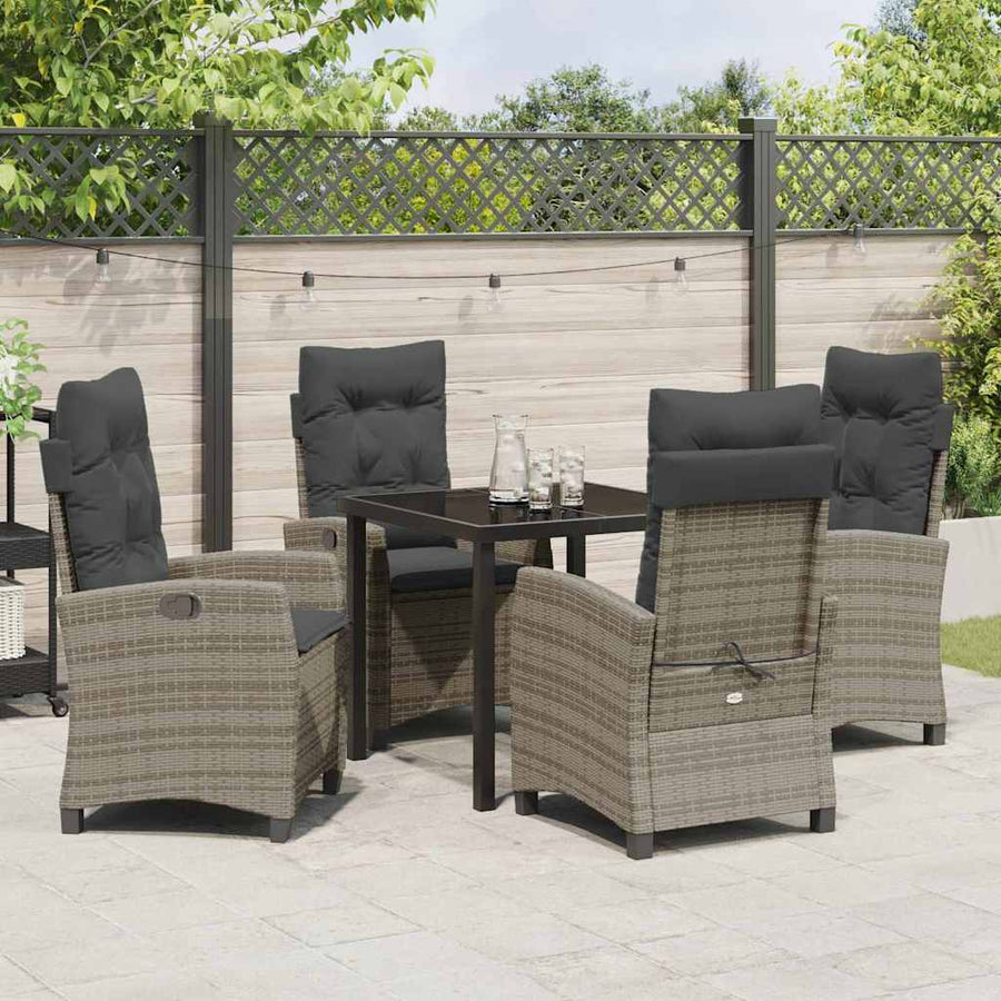 Garden Dining Set 5 pcs Grey Poly Rattan