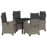 Garden Dining Set with Cushion 5 pcs Grey Poly Rattan