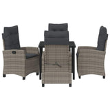 Garden Dining Set with Cushion 5 pcs Grey Poly Rattan